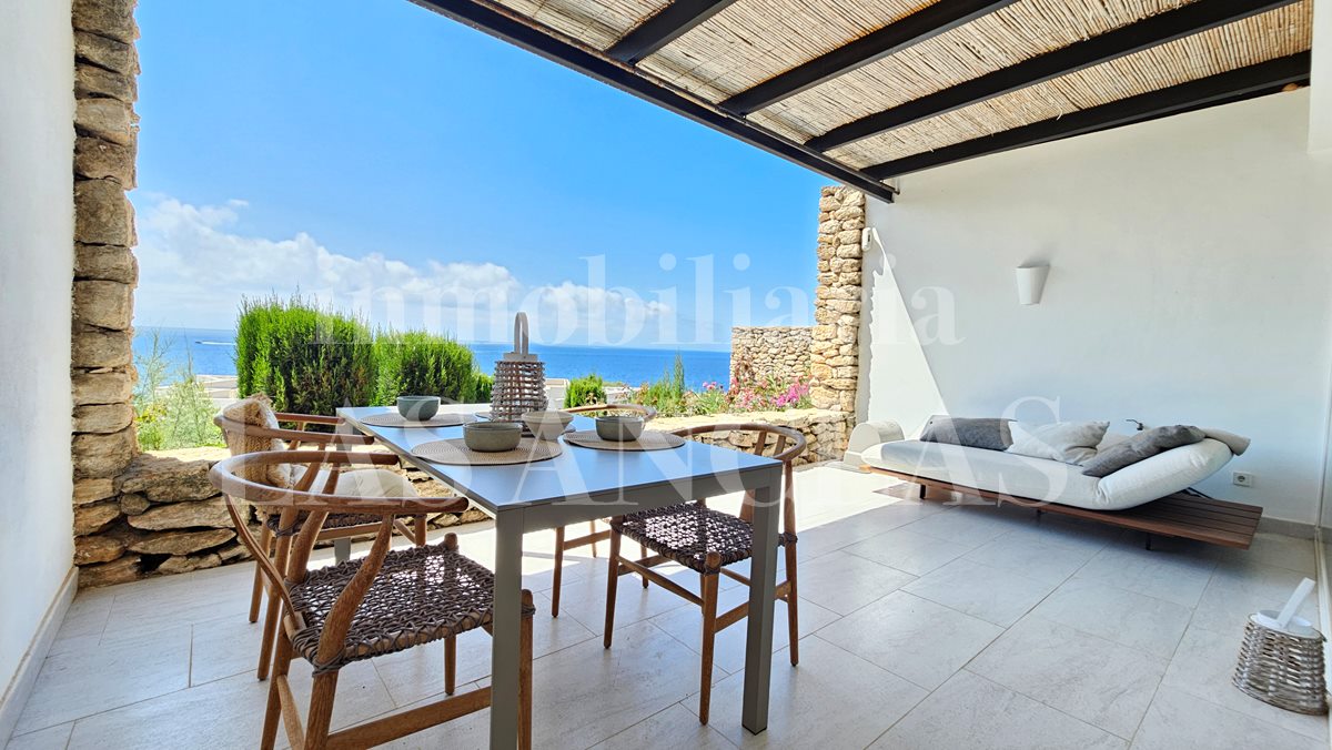 Ibiza near golf course - Lovely refurbished terraced house with frontal sea views and community pool for sale