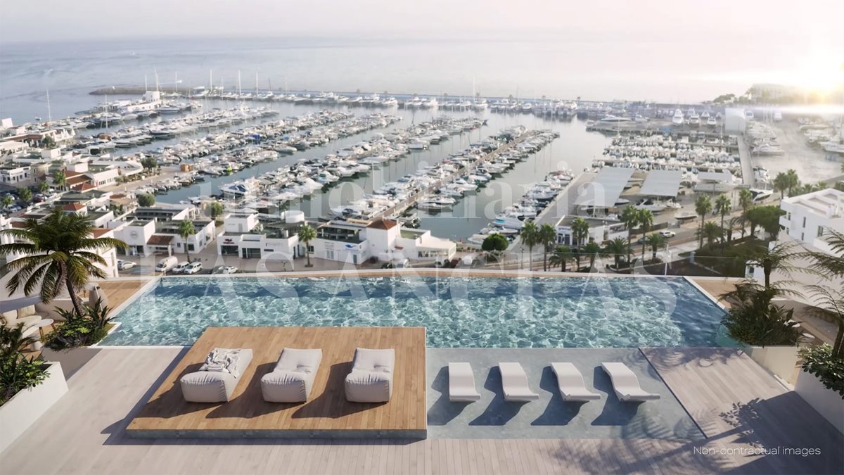 Ibiza Santa Eulalia - Brand-new flat in a exclusive residential complex with views to the sea and harbor for sale