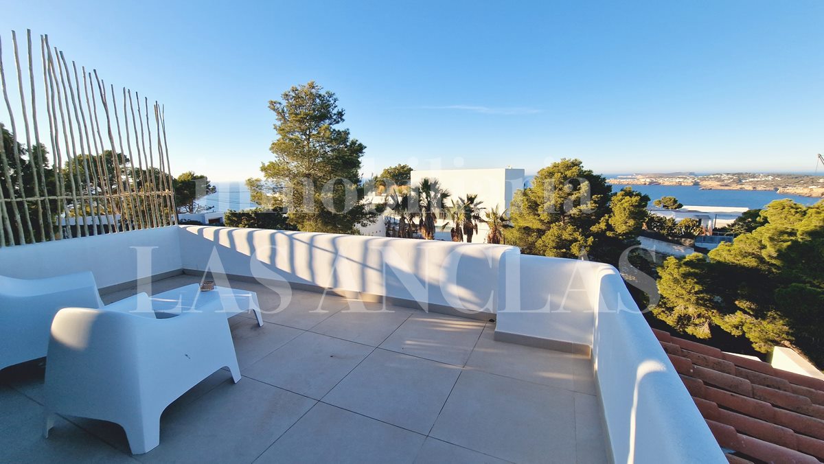 villa with natural stone tower west coast Ibiza for sale