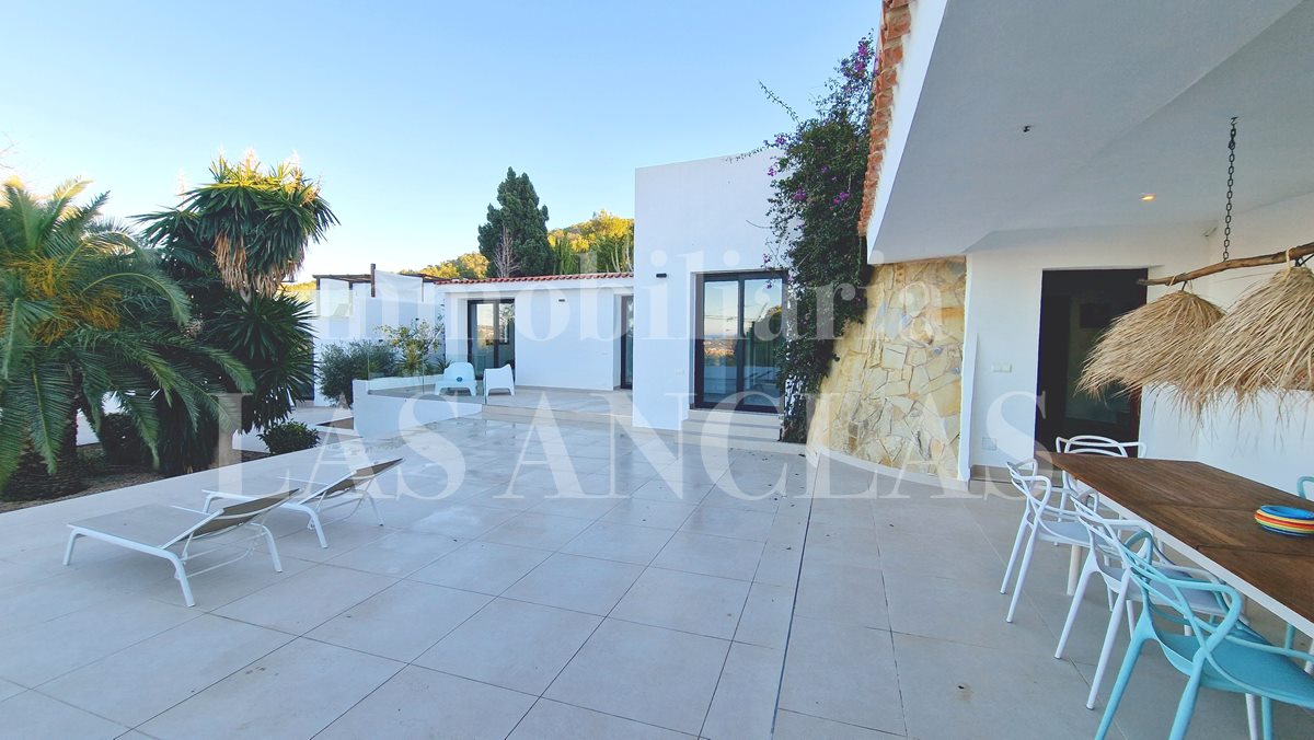 villa with natural stone tower west coast Ibiza for sale