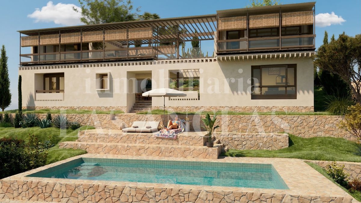 Ibiza Roca Llisa - Plot of land with project for Mediterranean-style villa near the beach for sale