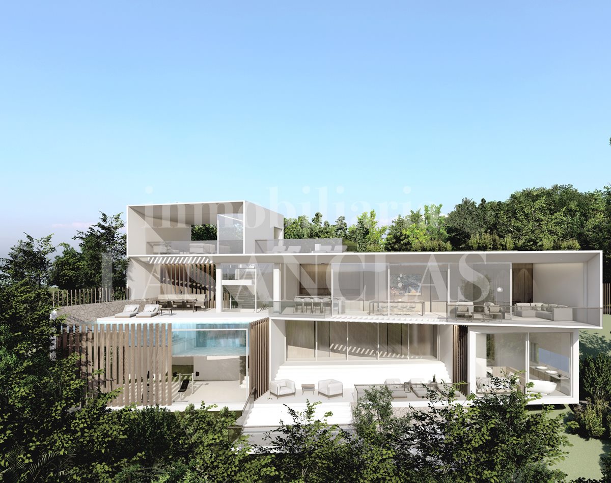 Ibiza Westküste - Grundstück mit Meerblick und Projekt für moderne Villa im Verkauf